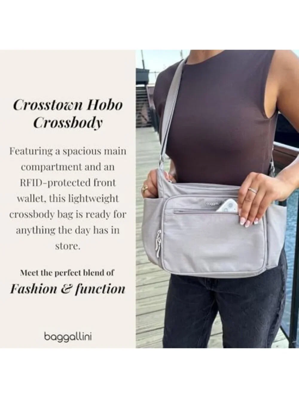 Stylish Hobo Crossbody Bag with Multiple Pockets and Adjustable Strap